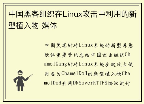 中国黑客组织在Linux攻击中利用的新型植入物 媒体